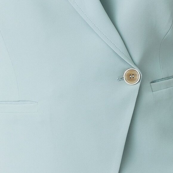 MYSTREE Women’s Light Blue Tailored Blazer Jacket – Classic One Button Suit Coat - Picture 6 of 6